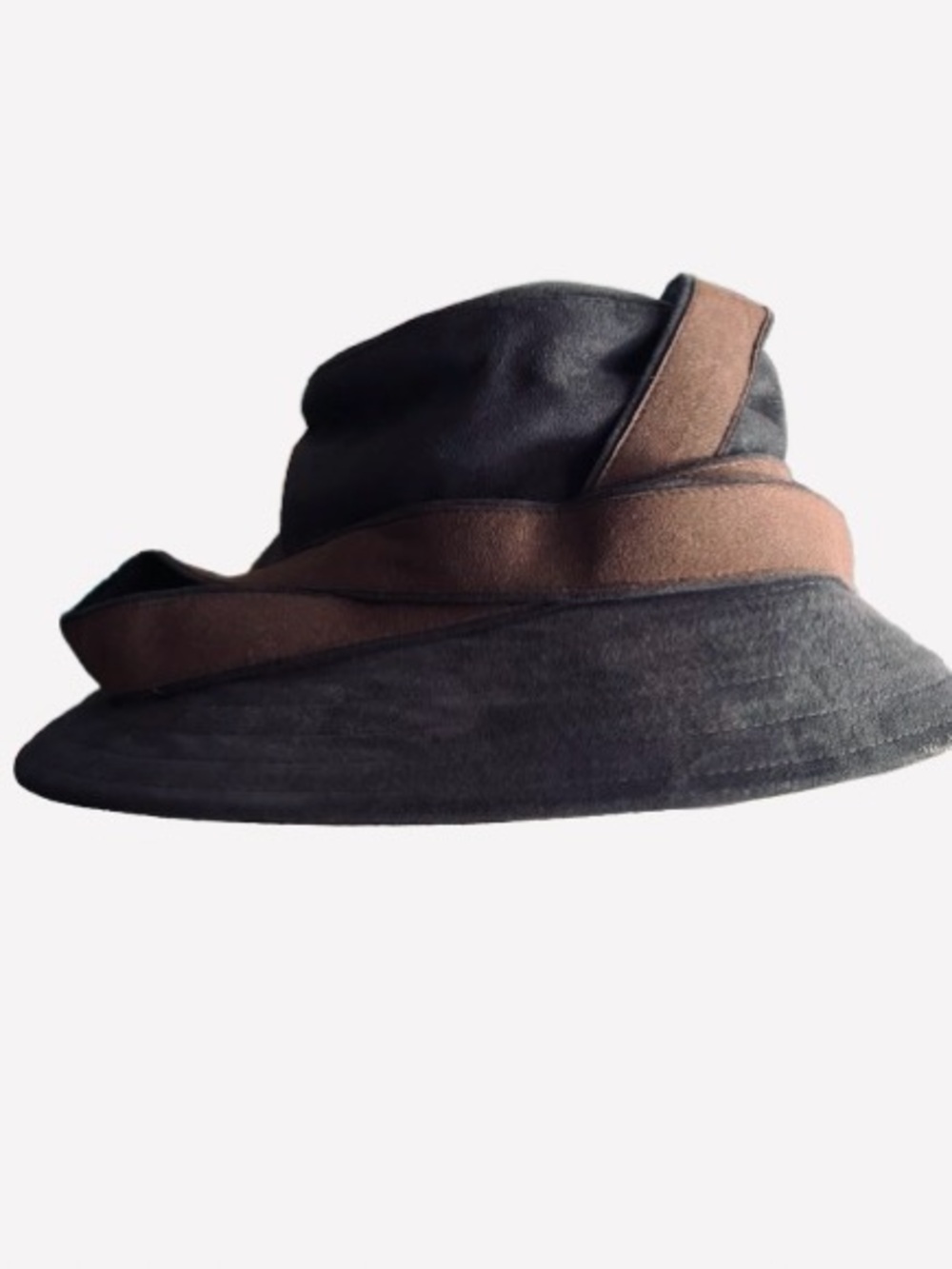 Vintage ERIC JAVITS Hat Weatherproof Fabric Brown Black 60s 70s